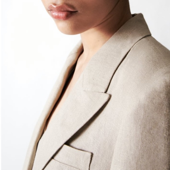 Zara STRAIGHT CUT LINEN BLAZER | Size Large - Picture 3 of 6